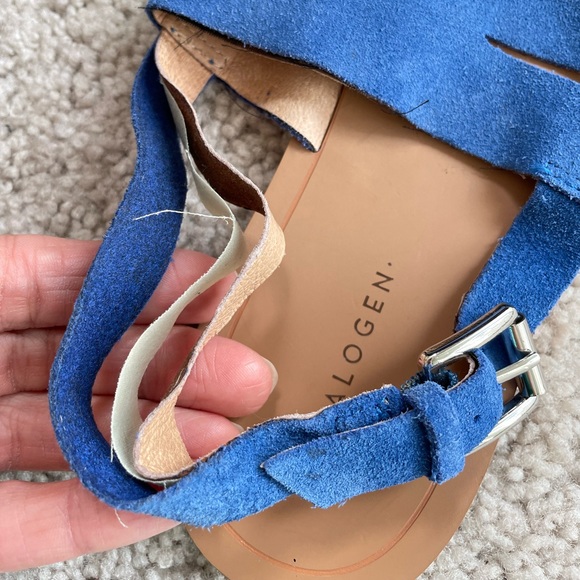 Halogen Royal Blue Suede Sandals Size 7.5, Jannie, Slingback Leather Buckle - Picture 4 of 17